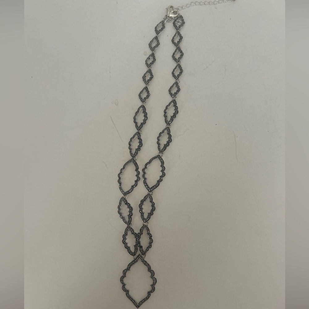 LE VIEUX Black SWAROVSKI MARCASITE NECKLACE WITH Extender